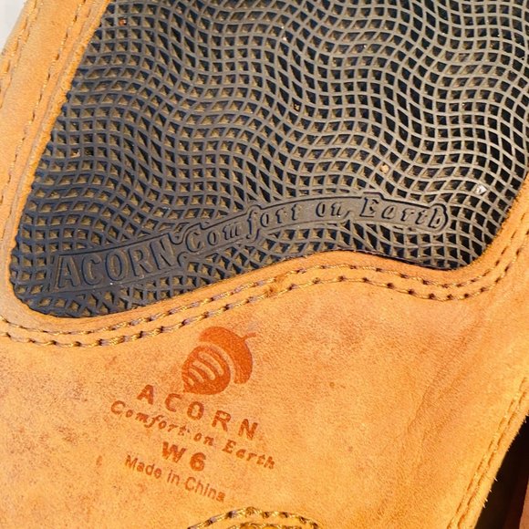 Acorn Womens Brown Leather Comfy Clog Slippers 6 - Picture 8 of 10